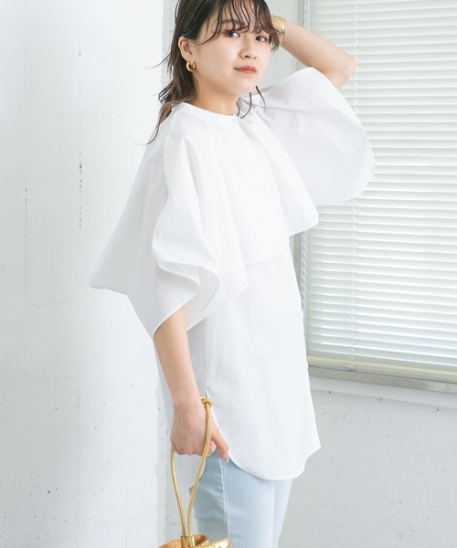 KBF（ケイビーエフ）の「2WAYマントブラウス（シャツ/ブラウス・レディース・グリーン系その他/ブラック/オフホワイト・ONE）」の10枚目の写真