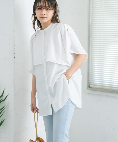 KBF（ケイビーエフ）の「2WAYマントブラウス（シャツ/ブラウス・レディース・グリーン系その他/ブラック/オフホワイト・ONE）」の12枚目の写真