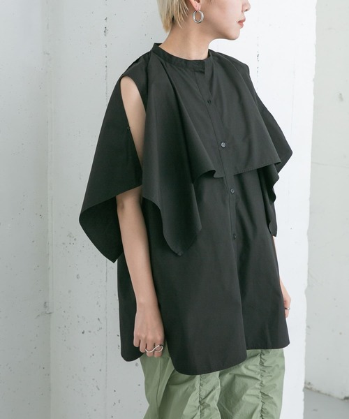 KBF（ケイビーエフ）の「2WAYマントブラウス（シャツ/ブラウス・レディース・グリーン系その他/ブラック/オフホワイト・ONE）」の17枚目の写真