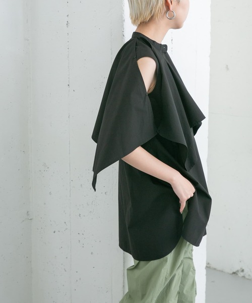 KBF（ケイビーエフ）の「2WAYマントブラウス（シャツ/ブラウス・レディース・グリーン系その他/ブラック/オフホワイト・ONE）」の19枚目の写真