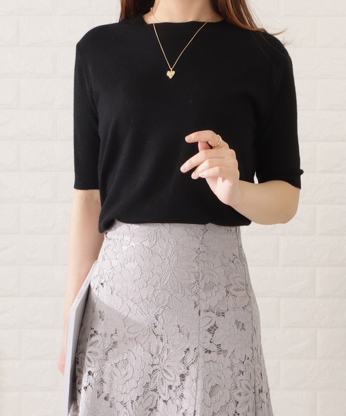 Lace Ladies(レースレディース)の「半袖スムースニットプルオーバー(シャツ/ブラウス・レディース・ホワイト/ブラック/ブルー/グリーン/ネイビー・FREE)」の3枚目の写真