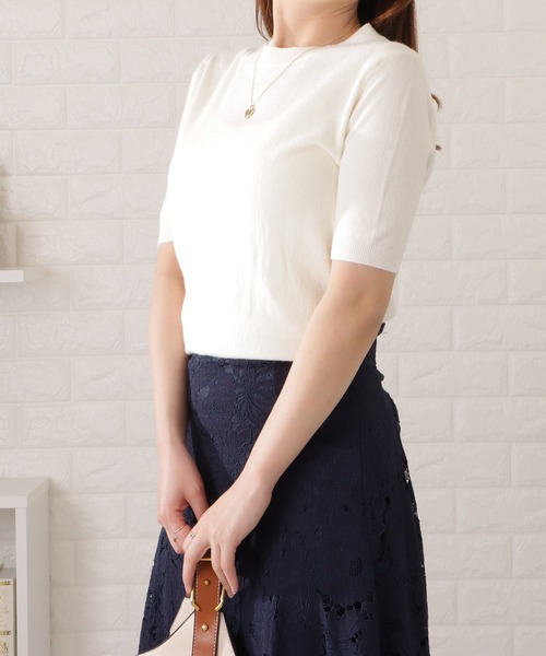 Lace Ladies(レースレディース)の「半袖スムースニットプルオーバー(シャツ/ブラウス・レディース・ホワイト/ブラック/ブルー/グリーン/ネイビー・FREE)」の21枚目の写真