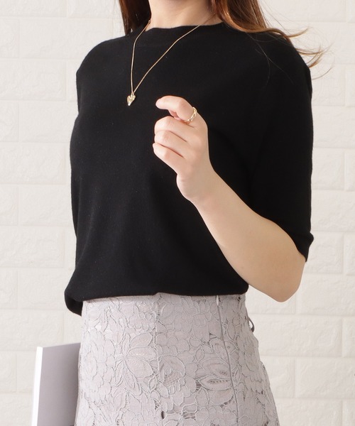 Lace Ladies(レースレディース)の「半袖スムースニットプルオーバー(シャツ/ブラウス・レディース・ホワイト/ブラック/ブルー/グリーン/ネイビー・FREE)」の6枚目の写真