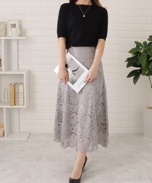 Lace Ladies(レースレディース)の「半袖スムースニットプルオーバー(シャツ/ブラウス・レディース・ホワイト/ブラック/ブルー/グリーン/ネイビー・FREE)」の8枚目の写真