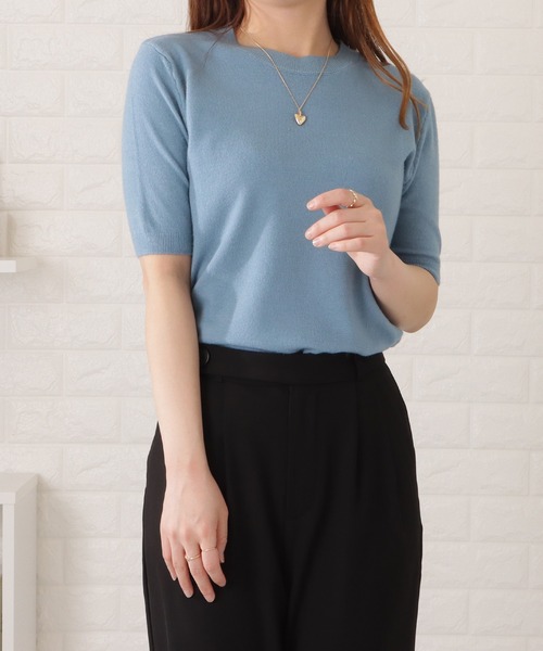 Lace Ladies(レースレディース)の「半袖スムースニットプルオーバー(シャツ/ブラウス・レディース・ホワイト/ブラック/ブルー/グリーン/ネイビー・FREE)」の15枚目の写真