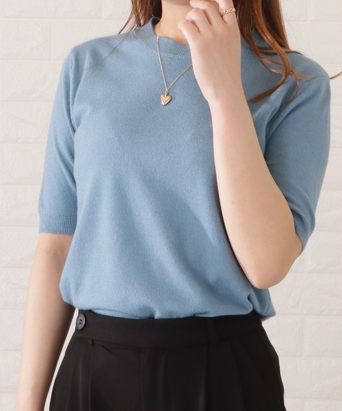 Lace Ladies(レースレディース)の「半袖スムースニットプルオーバー(シャツ/ブラウス・レディース・ホワイト/ブラック/ブルー/グリーン/ネイビー・FREE)」の16枚目の写真