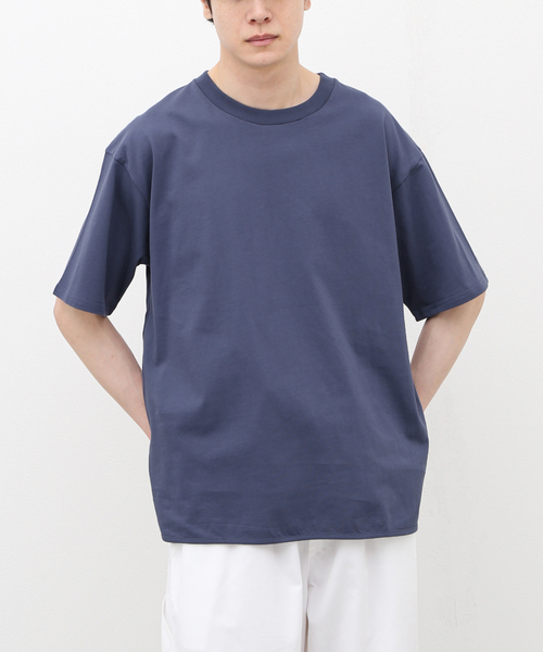 417 EDIFICE(フォーワンセブンエディフィス)の「シルキーニュアンス クルーネック Tシャツ(Tシャツ/カットソー・メンズ・ホワイト/ベージュ/グレー/コバルトブルー・SMALL/MEDIUM/LARGE)」の4枚目の写真