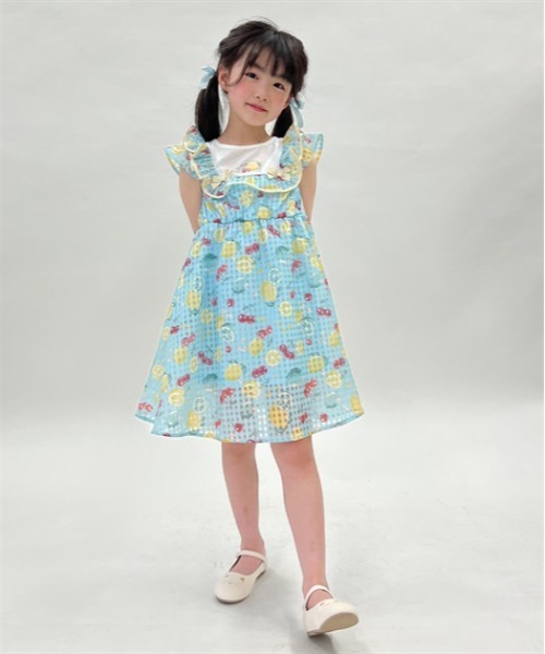 セール】フルーツ柄シアーギンガムワンピース（ワンピース