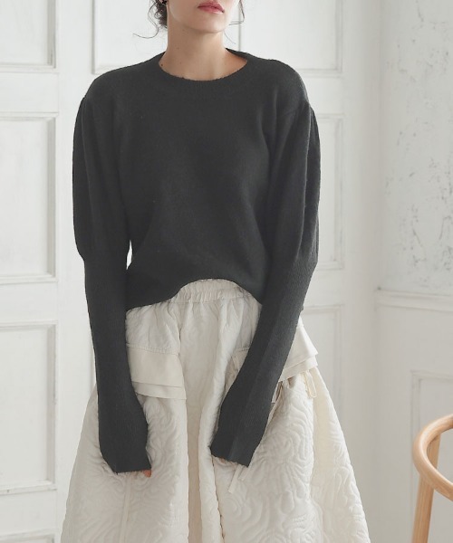 DONOBAN（ドノバン）の「マシュマロタッチパフスリーブニット（ニット/セーター・レディース・グレー/ブルー/ベージュ/ピンク/ブラック/アイボリー・F）」の3枚目の写真