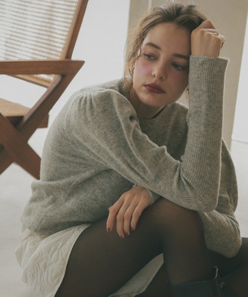 DONOBAN（ドノバン）の「マシュマロタッチパフスリーブニット（ニット/セーター・レディース・グレー/ブルー/ベージュ/ピンク/ブラック/アイボリー・F）」の16枚目の写真