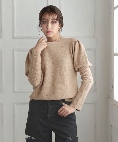 DONOBAN（ドノバン）の「マシュマロタッチパフスリーブニット（ニット/セーター・レディース・グレー/ブルー/ベージュ/ピンク/ブラック/アイボリー・F）」の22枚目の写真