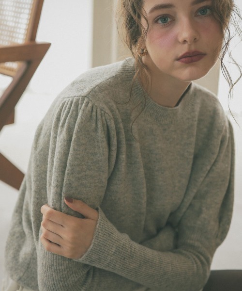 DONOBAN（ドノバン）の「マシュマロタッチパフスリーブニット（ニット/セーター・レディース・グレー/ブルー/ベージュ/ピンク/ブラック/アイボリー・F）」の18枚目の写真