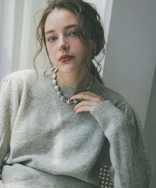 DONOBAN（ドノバン）の「マシュマロタッチパフスリーブニット（ニット/セーター・レディース・グレー/ブルー/ベージュ/ピンク/ブラック/アイボリー・F）」の20枚目の写真