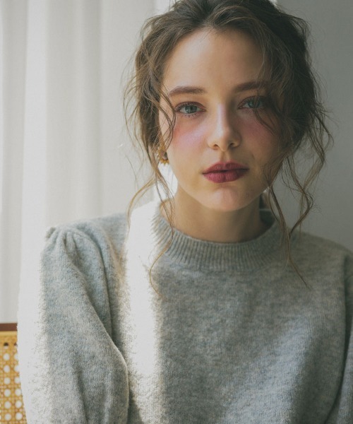 DONOBAN（ドノバン）の「マシュマロタッチパフスリーブニット（ニット/セーター・レディース・グレー/ブルー/ベージュ/ピンク/ブラック/アイボリー・F）」の21枚目の写真