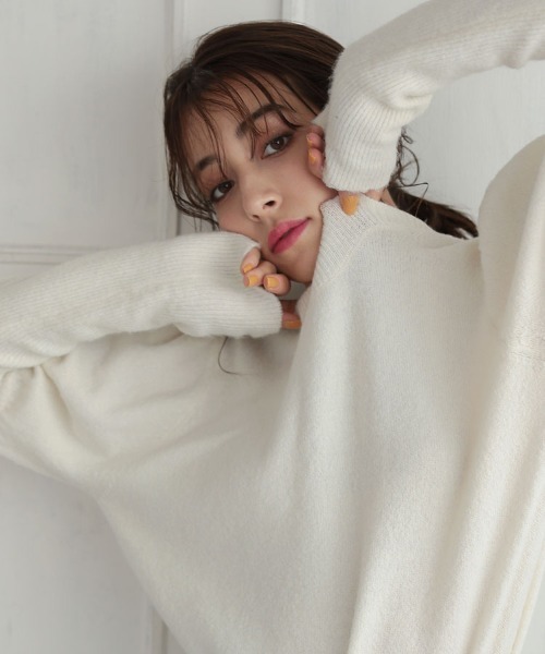 DONOBAN（ドノバン）の「マシュマロタッチパフスリーブニット（ニット/セーター・レディース・グレー/ブルー/ベージュ/ピンク/ブラック/アイボリー・F）」の12枚目の写真