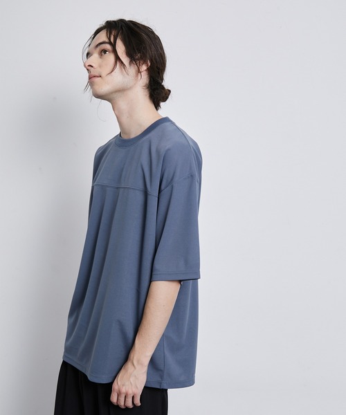 JUNRED(ジュンレッド)の「【 イージーケア 】シルキーフェイスハーフスリーブTシャツ(Tシャツ/カットソー・メンズ・ベージュ系その他/ブラック/ブルー・M/L/LL)」の6枚目の写真