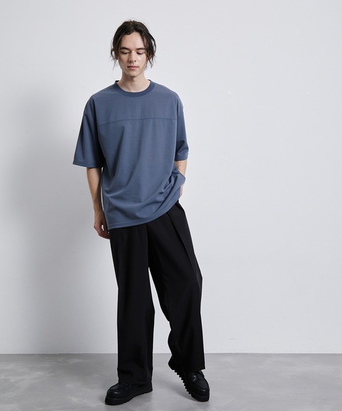 JUNRED(ジュンレッド)の「【 イージーケア 】シルキーフェイスハーフスリーブTシャツ(Tシャツ/カットソー・メンズ・ベージュ系その他/ブラック/ブルー・M/L/LL)」の8枚目の写真