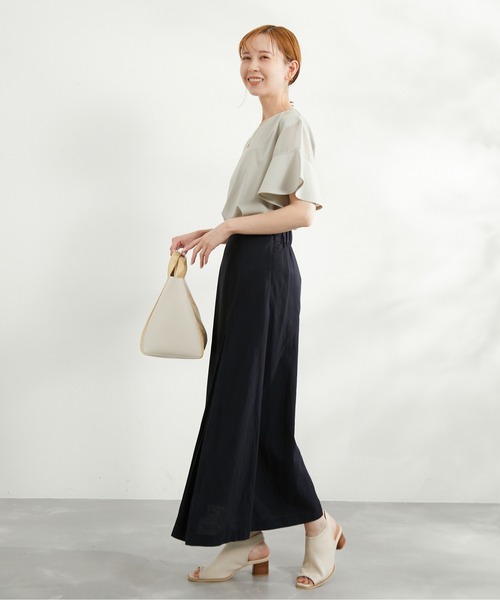 ROPE' PICNIC（ロペピクニック）の「洗える・リンクコーデ/袖シアーカットトップス（Tシャツ/カットソー・レディース・ホワイト/ブラック/グレー系その他/サックスブルー/ピンク系その他/ブルー・38）」の8枚目の写真