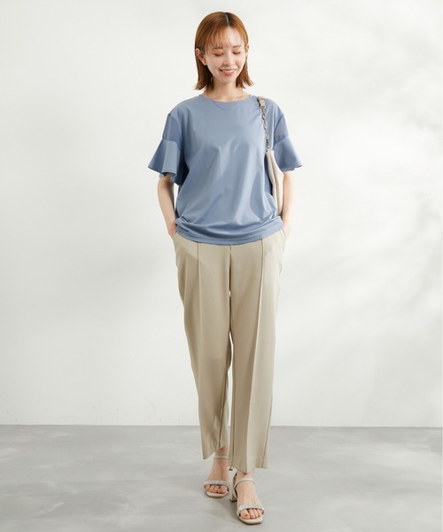 ROPE' PICNIC（ロペピクニック）の「洗える・リンクコーデ/袖シアーカットトップス（Tシャツ/カットソー・レディース・ホワイト/ブラック/グレー系その他/サックスブルー/ピンク系その他/ブルー・38）」の17枚目の写真