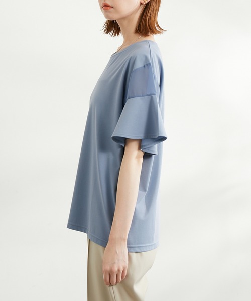 ROPE' PICNIC（ロペピクニック）の「洗える・リンクコーデ/袖シアーカットトップス（Tシャツ/カットソー・レディース・ホワイト/ブラック/グレー系その他/サックスブルー/ピンク系その他/ブルー・38）」の22枚目の写真