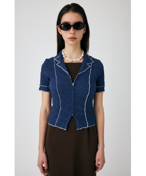 MOUSSY（マウジー）の「BICOLOR LINE ZIP ブラウス（シャツ/ブラウス・レディース・オフホワイト/ネイビー/グリーン・FREE）」の3枚目の写真