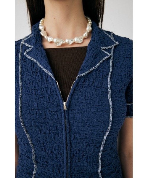 MOUSSY（マウジー）の「BICOLOR LINE ZIP ブラウス（シャツ/ブラウス・レディース・オフホワイト/ネイビー/グリーン・FREE）」の11枚目の写真