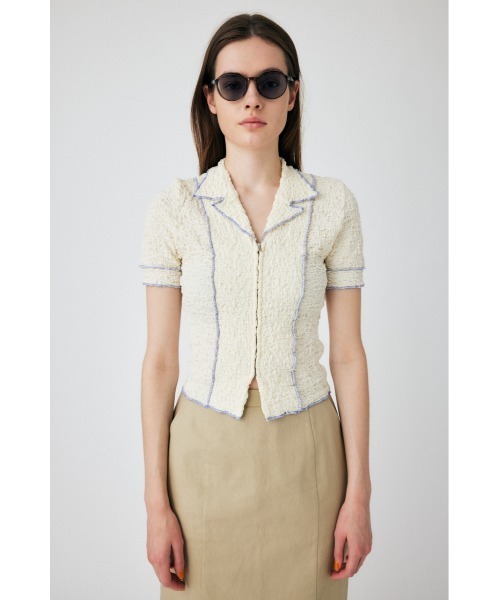 MOUSSY（マウジー）の「BICOLOR LINE ZIP ブラウス（シャツ/ブラウス・レディース・オフホワイト/ネイビー/グリーン・FREE）」の15枚目の写真