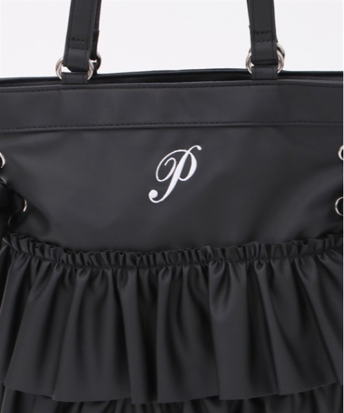 axes femme POETIQUE(アクシーズファムポエティック)の「合皮フリルトートバッグ(トートバッグ・レディース・ホワイト/ブラック・FREE)」の13枚目の写真