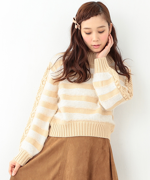 CAROLINA GLASER（カロリナ グレイサー）の「CAROLINA GLASER / ボーダーニット（ニット/セーター・レディース・グレー/クリーム・ONE SIZE）」の10枚目の写真
