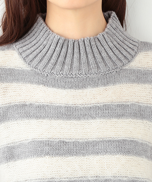 CAROLINA GLASER（カロリナ グレイサー）の「CAROLINA GLASER / ボーダーニット（ニット/セーター・レディース・グレー/クリーム・ONE SIZE）」の11枚目の写真