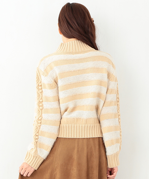 CAROLINA GLASER（カロリナ グレイサー）の「CAROLINA GLASER / ボーダーニット（ニット/セーター・レディース・グレー/クリーム・ONE SIZE）」の12枚目の写真
