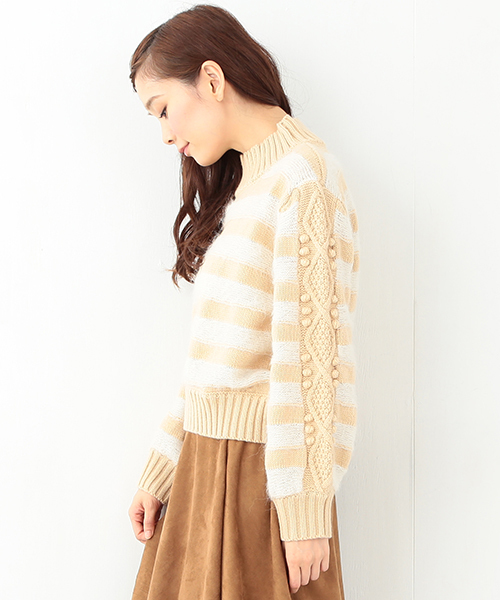 CAROLINA GLASER（カロリナ グレイサー）の「CAROLINA GLASER / ボーダーニット（ニット/セーター・レディース・グレー/クリーム・ONE SIZE）」の13枚目の写真