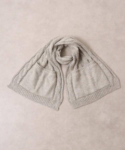 セール】PAGE ONE ケーブルニットポケット付ストール（ストール