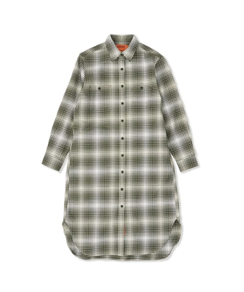 UNIVERSAL OVERALL(ユニバーサルオーバーオール)の「SHIRT OP/シャツワンピース/ワンピース(シャツワンピース・レディース・イエロー/ブルー/カーキ・F)」の2枚目の写真
