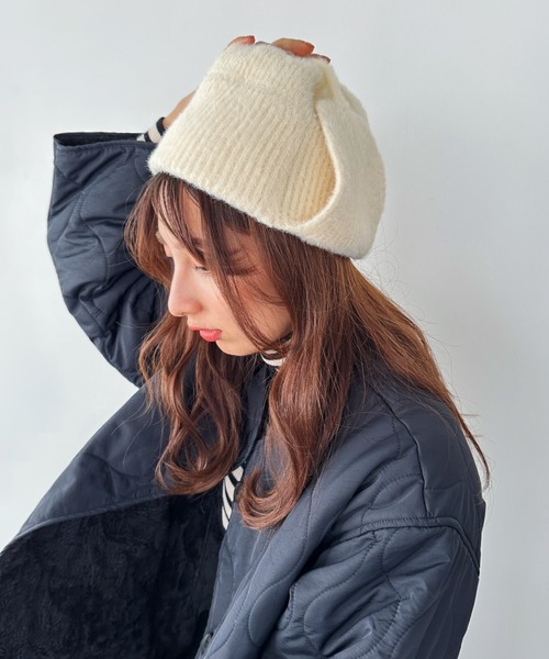 un+frame（アンフレーム）の「shaggy flight knit cap／シャギーフライトニットキャップ/ビーニー（ニットキャップ/ビーニー・レディース・ホワイト/ベージュ・FREE）」の18枚目の写真