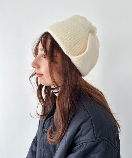 un+frame（アンフレーム）の「shaggy flight knit cap／シャギーフライトニットキャップ/ビーニー（ニットキャップ/ビーニー・レディース・ホワイト/ベージュ・FREE）」の17枚目の写真