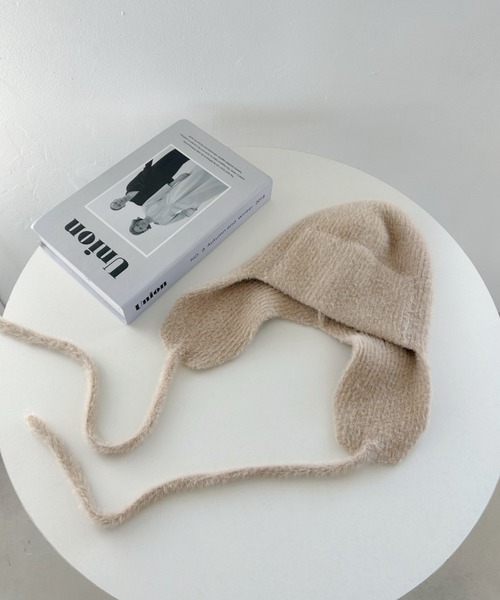 un+frame（アンフレーム）の「shaggy flight knit cap／シャギーフライトニットキャップ/ビーニー（ニットキャップ/ビーニー・レディース・ホワイト/ベージュ・FREE）」の15枚目の写真