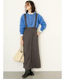 Samansa Mos2 blue | ハイウエストジャンスカ(ワンピース)
