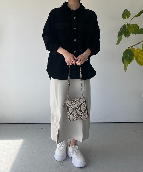 un dix cors（アンディコール）の「軽量ボンディングナロースカート（スカート・レディース・ブラック/オレンジ/グレイッシュベージュ/アイボリー・FREE）」の16枚目の写真