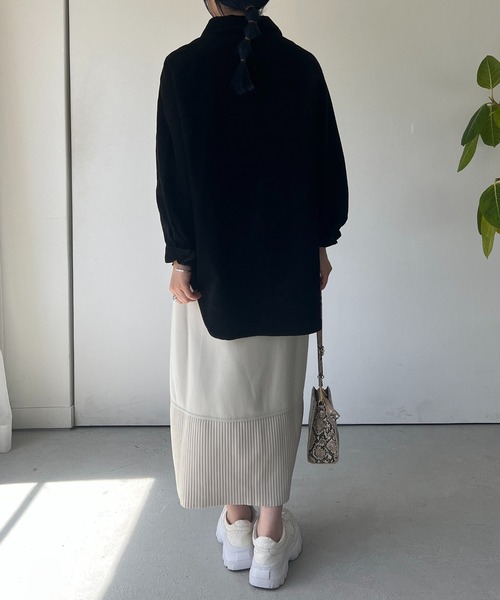 un dix cors（アンディコール）の「軽量ボンディングナロースカート（スカート・レディース・ブラック/オレンジ/グレイッシュベージュ/アイボリー・FREE）」の18枚目の写真