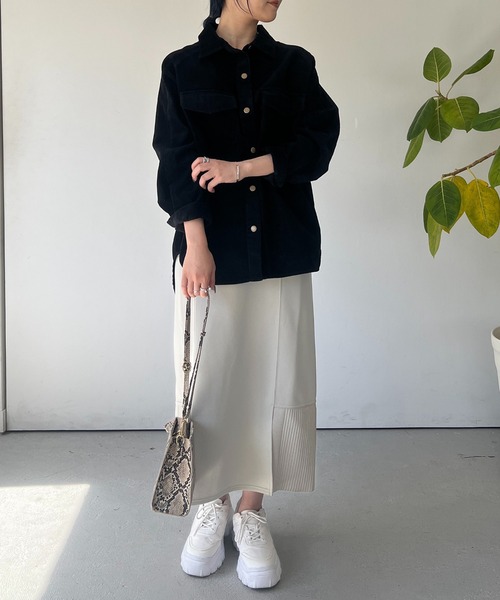 un dix cors（アンディコール）の「軽量ボンディングナロースカート（スカート・レディース・ブラック/オレンジ/グレイッシュベージュ/アイボリー・FREE）」の19枚目の写真