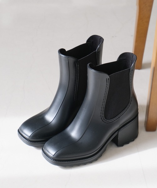 極美品★サイドゴアレインブーツ 2025新作 レディース サイドゴア レインブーツ 防水 美脚 黒
