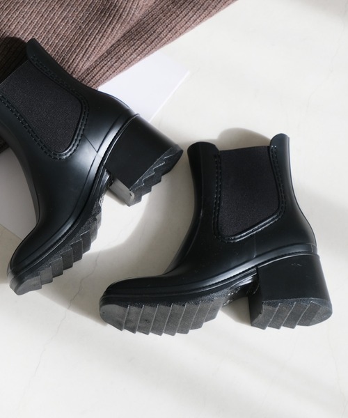 極美品★サイドゴアレインブーツ 2025新作 レディース サイドゴア レインブーツ 防水 美脚 黒