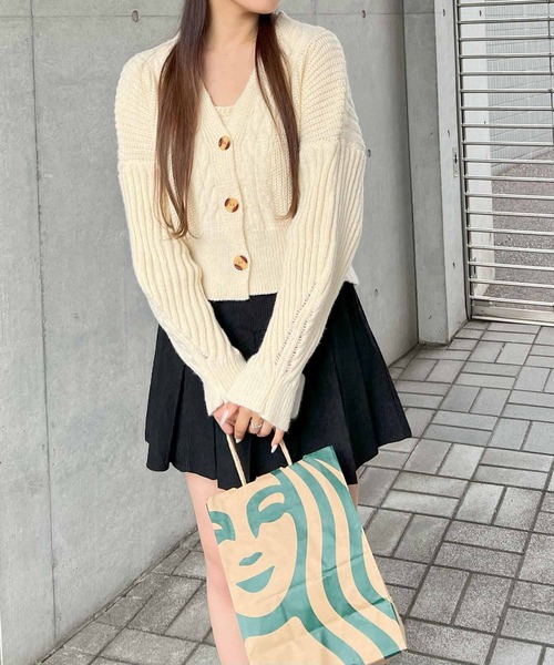 frunco(フランコ)の「インナー付きVネックニットカーディガン(カーディガン/ボレロ・レディース・ピンク/ブラック/ホワイト・FREE)」の13枚目の写真