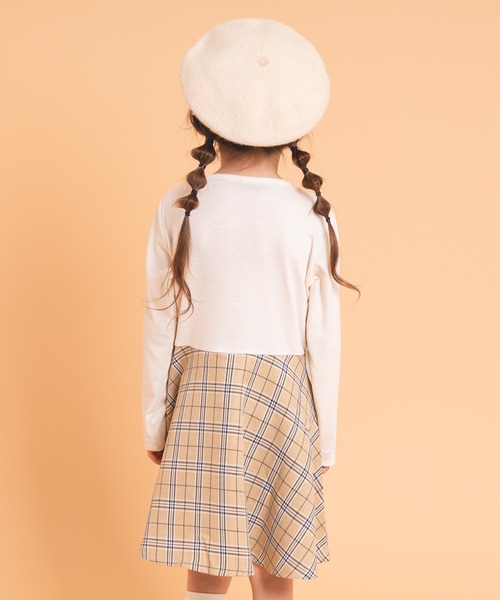 なめらか速乾素材】チェックビスチェドッキングワンピース