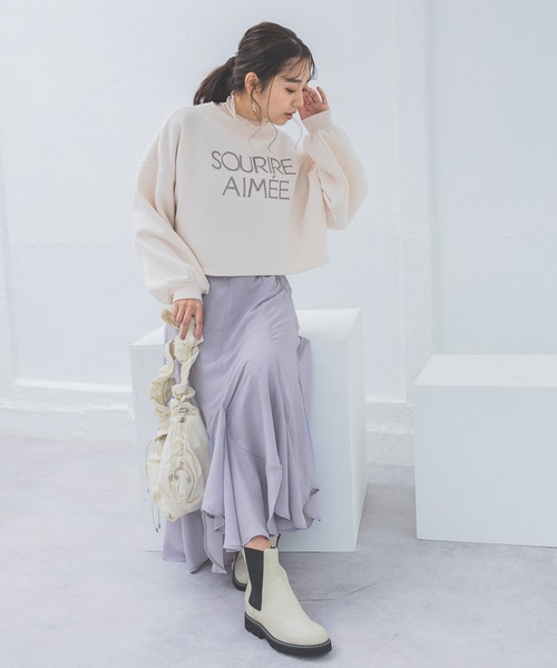 mysty woman（ミスティウーマン）の「線描き刺繍ロゴスウェット  988037（スウェット・レディース・ライトグリーン/モカ/オフホワイト・FREE）」の20枚目の写真