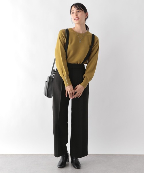 GLOBAL WORK（グローバルワーク）の「お手入れらくらくサス付きワイドパンツ/979219（その他パンツ・レディース・グレー/カーキブラウン/ブラック・LARGE/MEDIUM）」の5枚目の写真