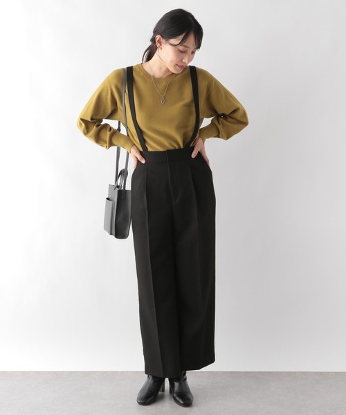 GLOBAL WORK（グローバルワーク）の「お手入れらくらくサス付きワイドパンツ/979219（その他パンツ・レディース・グレー/カーキブラウン/ブラック・LARGE/MEDIUM）」の6枚目の写真