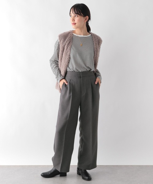 GLOBAL WORK（グローバルワーク）の「お手入れらくらくサス付きワイドパンツ/979219（その他パンツ・レディース・グレー/カーキブラウン/ブラック・LARGE/MEDIUM）」の9枚目の写真