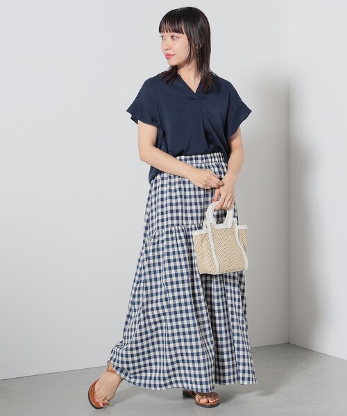 BEAMS HEART（ビームスハート）の「BEAMS HEART / チェック ギャザー ロングスカート（スカート・レディース・ブラウン/オレンジ/ネイビー・FREE）」の13枚目の写真